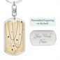 Celestial Stars Beige Keychain Stainless Steel or 18k Gold Dog Tag Keyring-Express Your Love Gifts