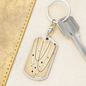 Celestial Stars Beige Keychain Stainless Steel or 18k Gold Dog Tag Keyring-Express Your Love Gifts