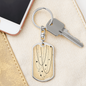 Celestial Stars Beige Keychain Stainless Steel or 18k Gold Dog Tag Keyring-Express Your Love Gifts