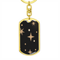 Celestial Stars Black Keychain Stainless Steel or 18k Gold Dog Tag Keyring-Express Your Love Gifts