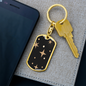 Celestial Stars Black Keychain Stainless Steel or 18k Gold Dog Tag Keyring-Express Your Love Gifts