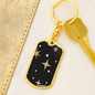 Celestial Stars Black Keychain Stainless Steel or 18k Gold Dog Tag Keyring-Express Your Love Gifts