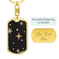 Celestial Stars Black Keychain Stainless Steel or 18k Gold Dog Tag Keyring-Express Your Love Gifts