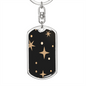 Celestial Stars Black Keychain Stainless Steel or 18k Gold Dog Tag Keyring-Express Your Love Gifts