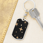 Celestial Stars Black Keychain Stainless Steel or 18k Gold Dog Tag Keyring-Express Your Love Gifts