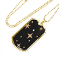 Celestial Stars Black Necklace Stainless Steel or 18k Gold Dog Tag 24" Chain-Express Your Love Gifts