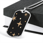 Celestial Stars Black Necklace Stainless Steel or 18k Gold Dog Tag 24" Chain-Express Your Love Gifts