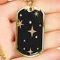 Celestial Stars Black Necklace Stainless Steel or 18k Gold Dog Tag 24" Chain-Express Your Love Gifts