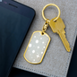 Celestial Stars Light Blue Keychain Stainless Steel or 18k Gold Dog Tag Keyring-Express Your Love Gifts