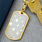 Celestial Stars Light Blue Keychain Stainless Steel or 18k Gold Dog Tag Keyring-Express Your Love Gifts