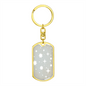 Celestial Stars Light Blue Keychain Stainless Steel or 18k Gold Dog Tag Keyring-Express Your Love Gifts