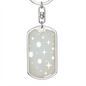 Celestial Stars Light Blue Keychain Stainless Steel or 18k Gold Dog Tag Keyring-Express Your Love Gifts