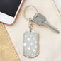 Celestial Stars Light Blue Keychain Stainless Steel or 18k Gold Dog Tag Keyring-Express Your Love Gifts
