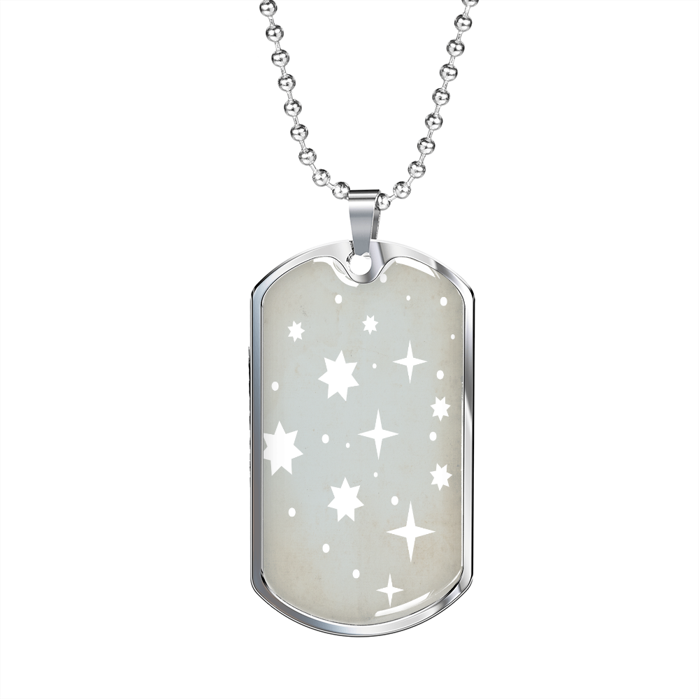 Celestial Stars Light Blue Necklace Stainless Steel or 18k Gold Dog Tag 24" Chain-Express Your Love Gifts