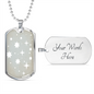 Celestial Stars Light Blue Necklace Stainless Steel or 18k Gold Dog Tag 24" Chain-Express Your Love Gifts