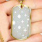 Celestial Stars Light Blue Necklace Stainless Steel or 18k Gold Dog Tag 24" Chain-Express Your Love Gifts