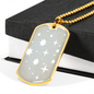 Celestial Stars Light Blue Necklace Stainless Steel or 18k Gold Dog Tag 24" Chain-Express Your Love Gifts
