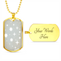 Celestial Stars Light Blue Necklace Stainless Steel or 18k Gold Dog Tag 24" Chain-Express Your Love Gifts