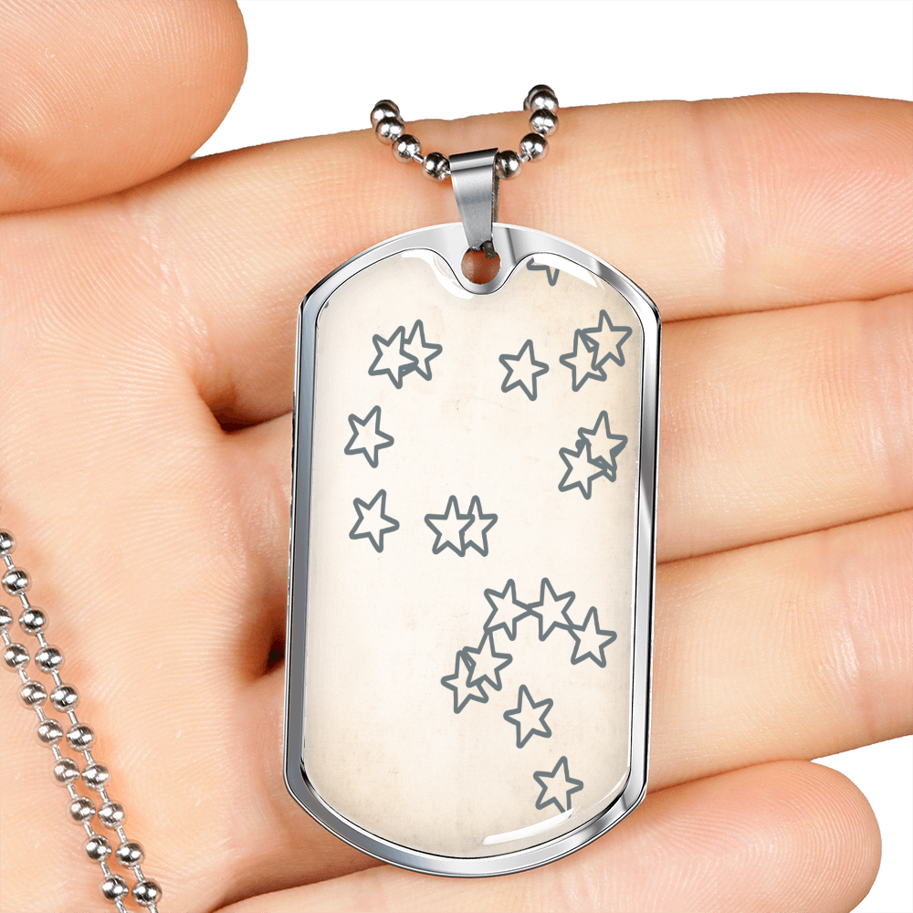 Celestial Stars Light Necklace Stainless Steel or 18k Gold Dog Tag 24" Chain-Express Your Love Gifts
