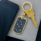 Celestial Stars Navy Blue Keychain Stainless Steel or 18k Gold Dog Tag Keyring-Express Your Love Gifts