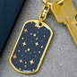 Celestial Stars Navy Blue Keychain Stainless Steel or 18k Gold Dog Tag Keyring-Express Your Love Gifts