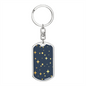 Celestial Stars Navy Blue Keychain Stainless Steel or 18k Gold Dog Tag Keyring-Express Your Love Gifts