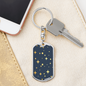 Celestial Stars Navy Blue Keychain Stainless Steel or 18k Gold Dog Tag Keyring-Express Your Love Gifts