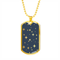 Celestial Stars Navy Blue Necklace Stainless Steel or 18k Gold Dog Tag 24" Chain-Express Your Love Gifts