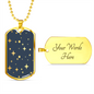 Celestial Stars Navy Blue Necklace Stainless Steel or 18k Gold Dog Tag 24" Chain-Express Your Love Gifts