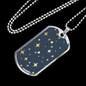 Celestial Stars Navy Blue Necklace Stainless Steel or 18k Gold Dog Tag 24" Chain-Express Your Love Gifts