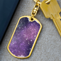 Celestial Stars Purple Keychain Stainless Steel or 18k Gold Dog Tag Keyring-Express Your Love Gifts