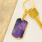 Celestial Stars Purple Keychain Stainless Steel or 18k Gold Dog Tag Keyring-Express Your Love Gifts