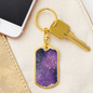 Celestial Stars Purple Keychain Stainless Steel or 18k Gold Dog Tag Keyring-Express Your Love Gifts