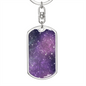 Celestial Stars Purple Keychain Stainless Steel or 18k Gold Dog Tag Keyring-Express Your Love Gifts