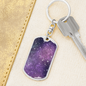 Celestial Stars Purple Keychain Stainless Steel or 18k Gold Dog Tag Keyring-Express Your Love Gifts