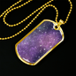 Celestial Stars Purple Necklace Stainless Steel or 18k Gold Dog Tag 24" Chain-Express Your Love Gifts