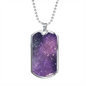 Celestial Stars Purple Necklace Stainless Steel or 18k Gold Dog Tag 24" Chain-Express Your Love Gifts