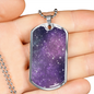 Celestial Stars Purple Necklace Stainless Steel or 18k Gold Dog Tag 24" Chain-Express Your Love Gifts