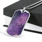 Celestial Stars Purple Necklace Stainless Steel or 18k Gold Dog Tag 24" Chain-Express Your Love Gifts