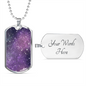 Celestial Stars Purple Necklace Stainless Steel or 18k Gold Dog Tag 24" Chain-Express Your Love Gifts