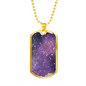 Celestial Stars Purple Necklace Stainless Steel or 18k Gold Dog Tag 24" Chain-Express Your Love Gifts