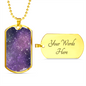 Celestial Stars Purple Necklace Stainless Steel or 18k Gold Dog Tag 24" Chain-Express Your Love Gifts