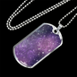Celestial Stars Purple Necklace Stainless Steel or 18k Gold Dog Tag 24" Chain-Express Your Love Gifts