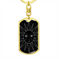 Celestial Sun Black Keychain Stainless Steel or 18k Gold Dog Tag Keyring-Express Your Love Gifts