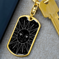 Celestial Sun Black Keychain Stainless Steel or 18k Gold Dog Tag Keyring-Express Your Love Gifts
