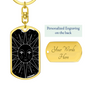 Celestial Sun Black Keychain Stainless Steel or 18k Gold Dog Tag Keyring-Express Your Love Gifts