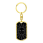 Celestial Sun Black Keychain Stainless Steel or 18k Gold Dog Tag Keyring-Express Your Love Gifts