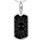 Celestial Sun Black Keychain Stainless Steel or 18k Gold Dog Tag Keyring-Express Your Love Gifts