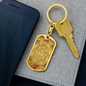 Celestial Sun Face Keychain Stainless Steel or 18k Gold Dog Tag Keyring-Express Your Love Gifts