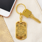Celestial Sun Face Keychain Stainless Steel or 18k Gold Dog Tag Keyring-Express Your Love Gifts